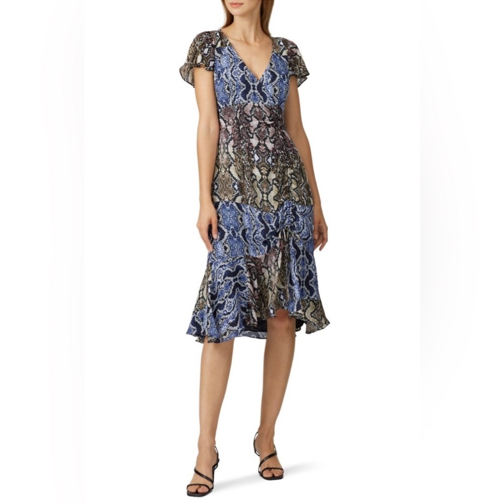 Parker Snake Print Delia Dress with Flutter Sleeves - Picture 5 of 9